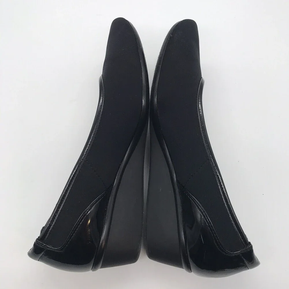 C.P. Company Women's size 9W Black on Black Fabric & Patent Wedge Comfort Shoes